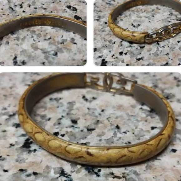 Gold and Brown Bangle Bracelet